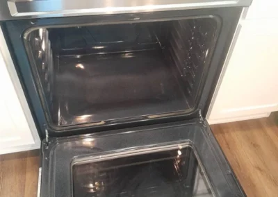 Deep-cleaned oven interior and stainless-steel range