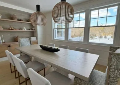 Clean dining room with table after residential cleaning